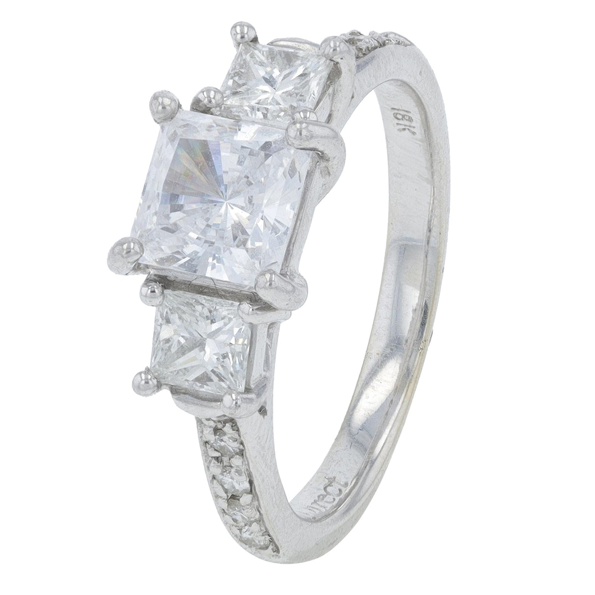 18K WG0.62 CT Diamond Three Stone Semi-Mount