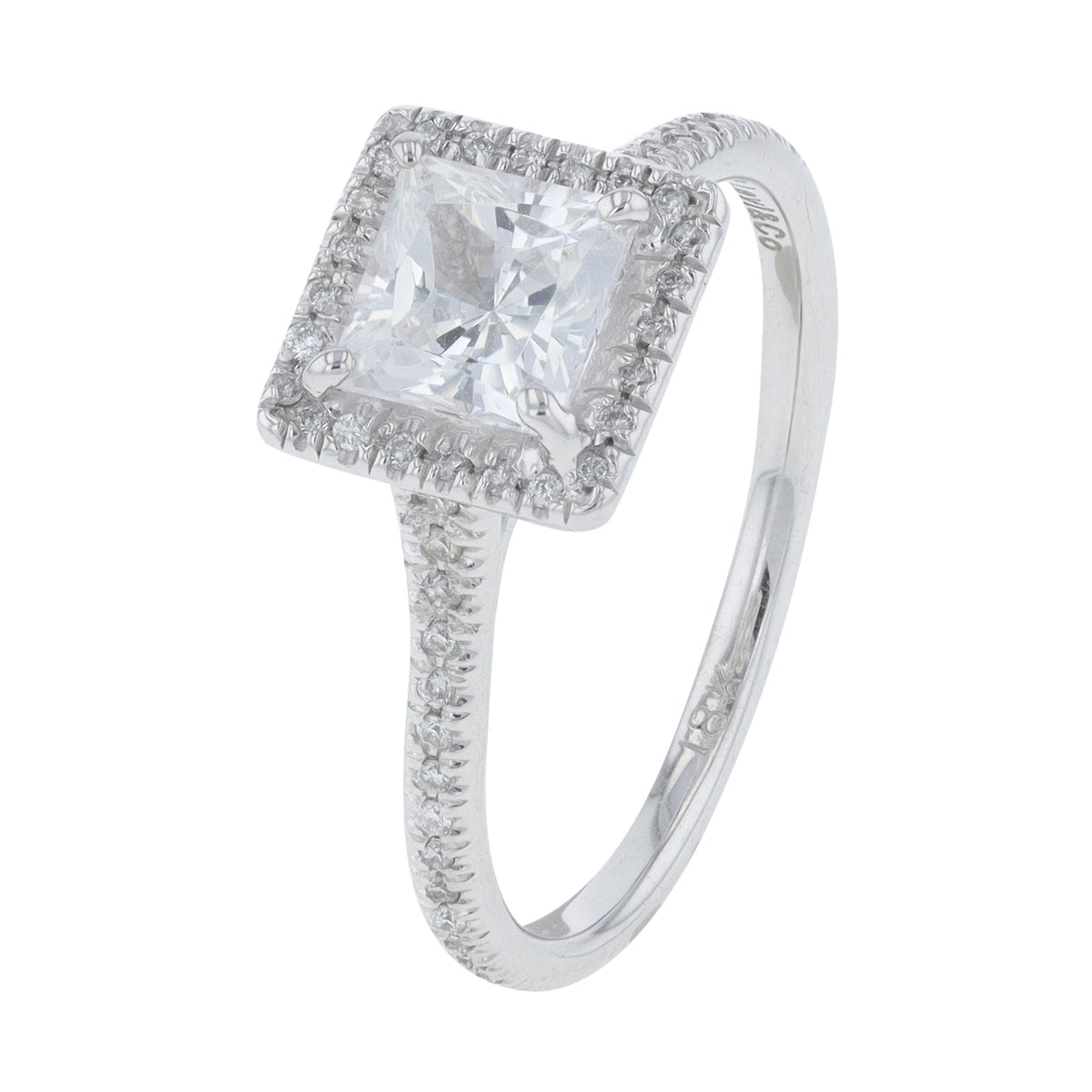 18K WG H. Levi & Co .17 CT Diamond Princess Cut Semi-Mount