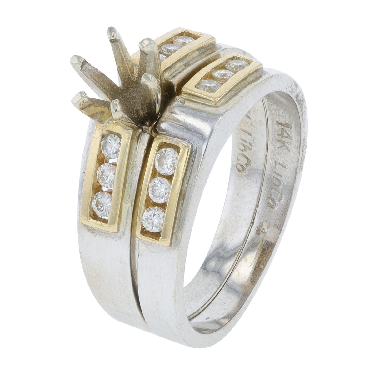 14K TT .25 CT Diamond Semi-Mount Bridal Set