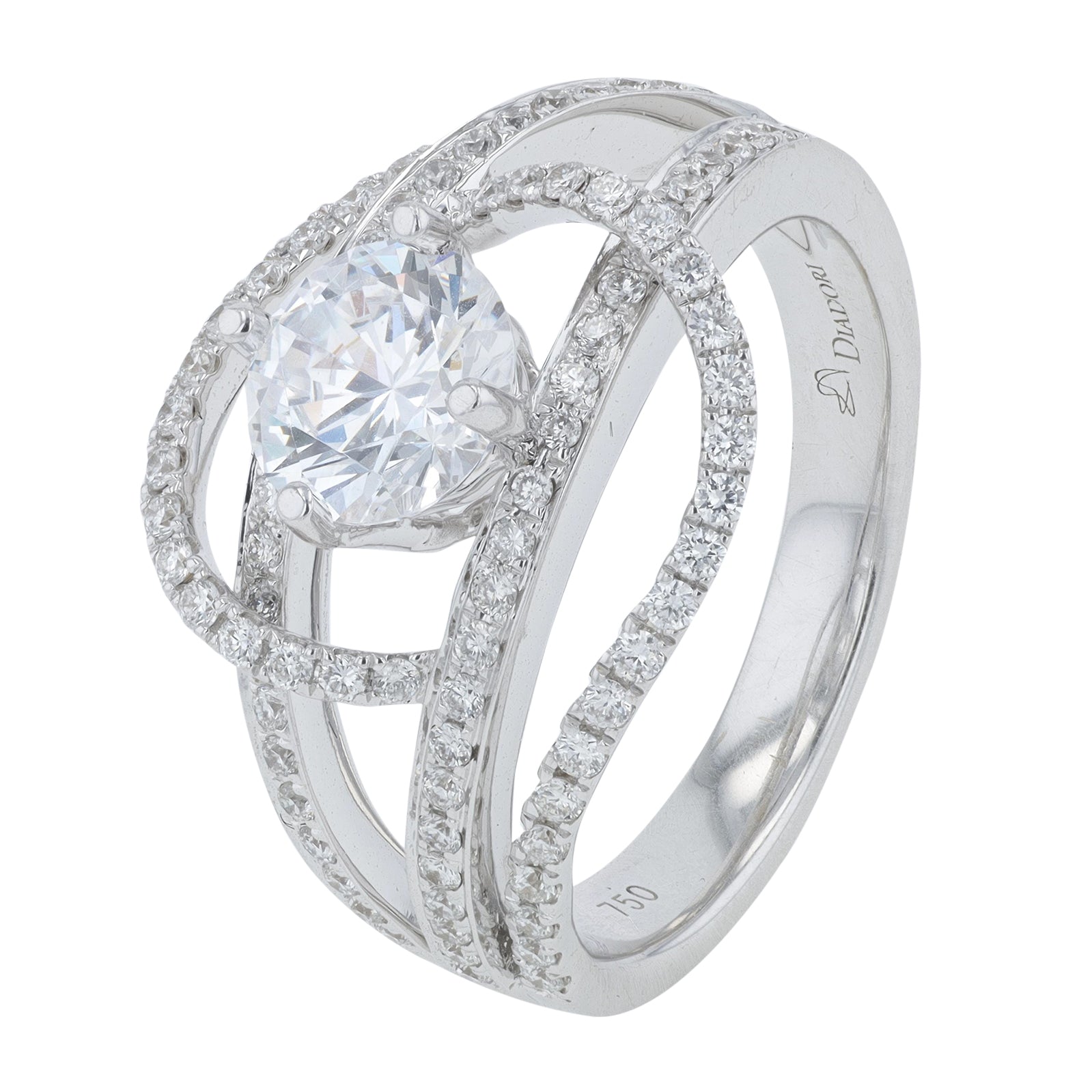 18K WG .54 CT Diamond Crossover Semi-Mount
