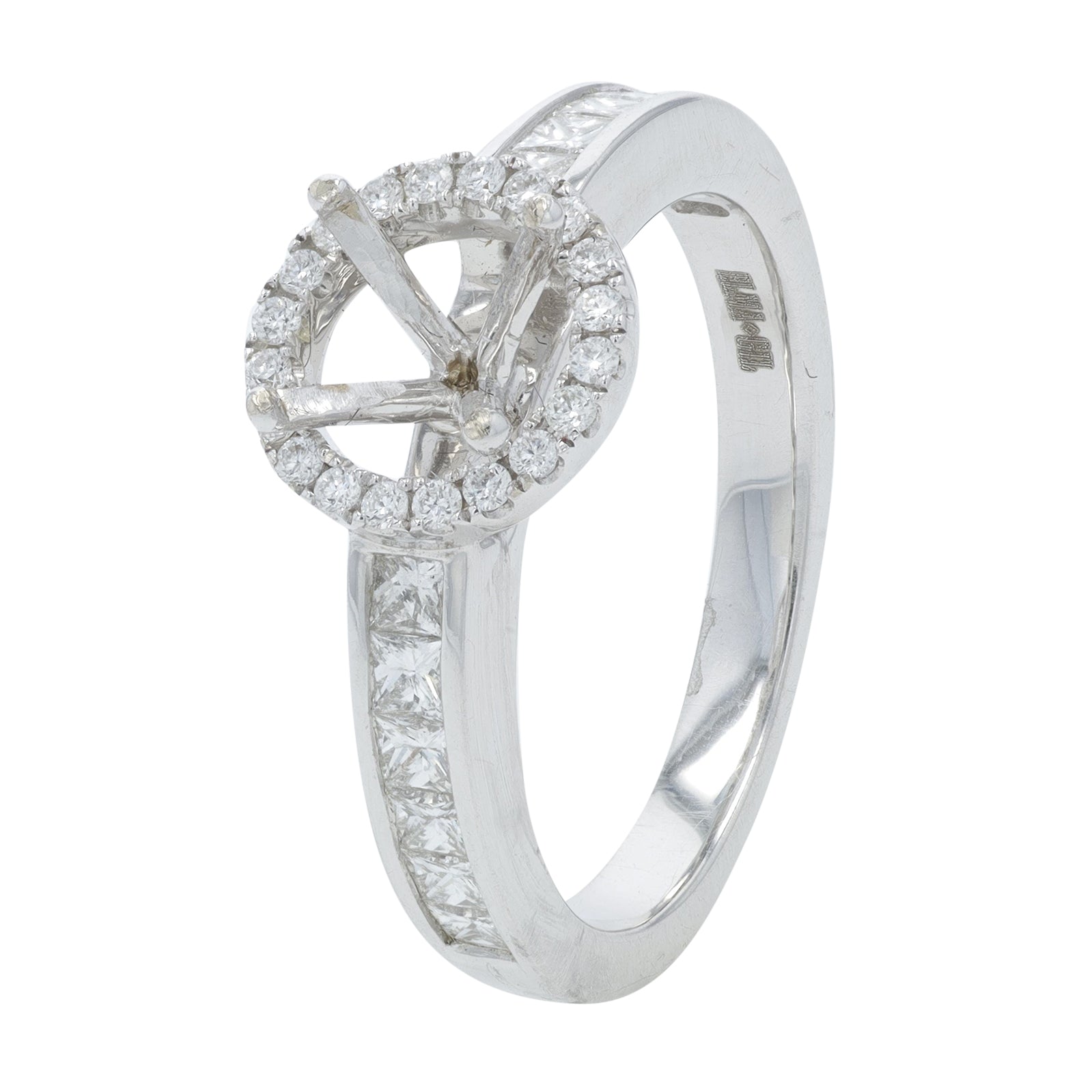 18K WG .64 CT Diamond Halo Semi-Mount