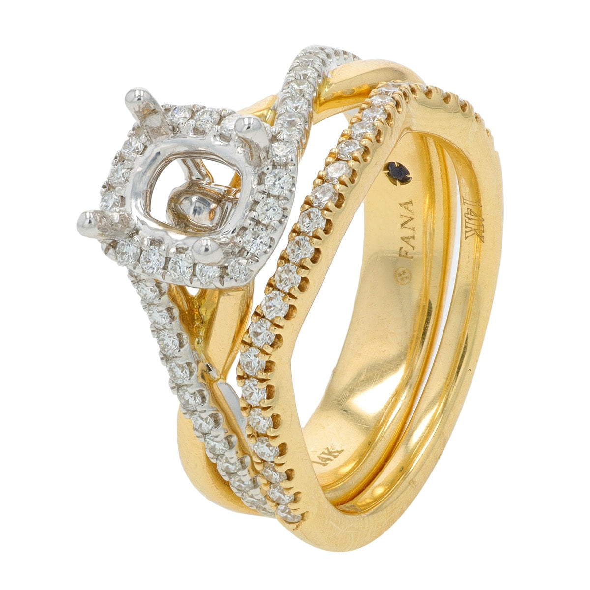 14K YG 0.56 CT Diamond Semi-Mount Bridal Set