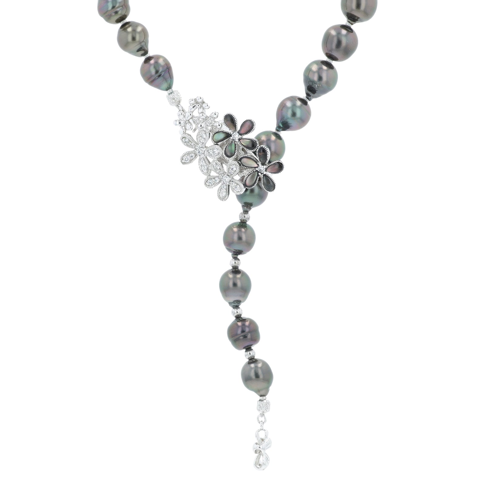 SS 925 8.1 - 10.8 MM Black Mother of Pearl Adjustable Strand