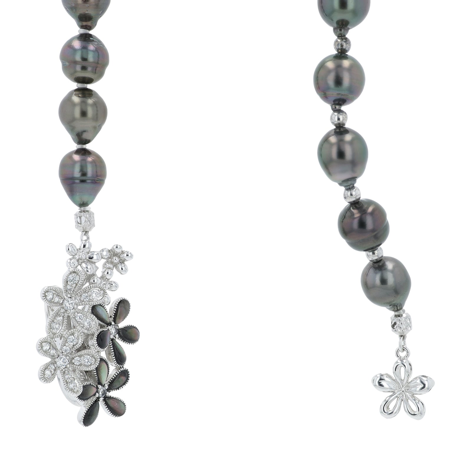 SS 925 8.1 - 10.8 MM Black Mother of Pearl Adjustable Strand