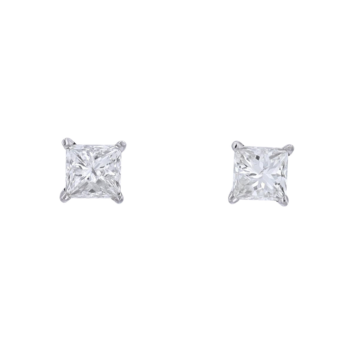 14K WG 2 CTW Princess Cut Diamond Studs