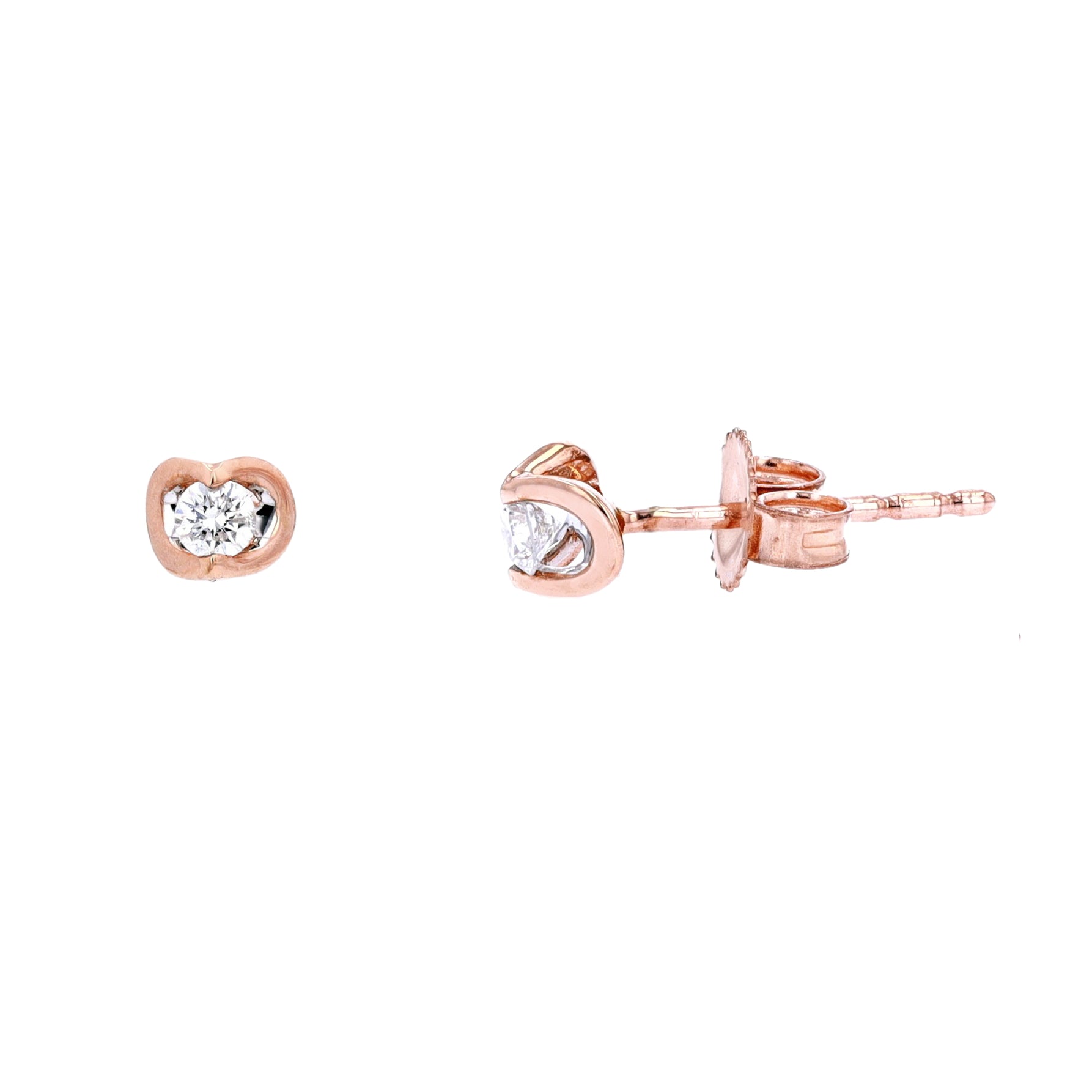 10K RG Crescent Set Diamond Studs