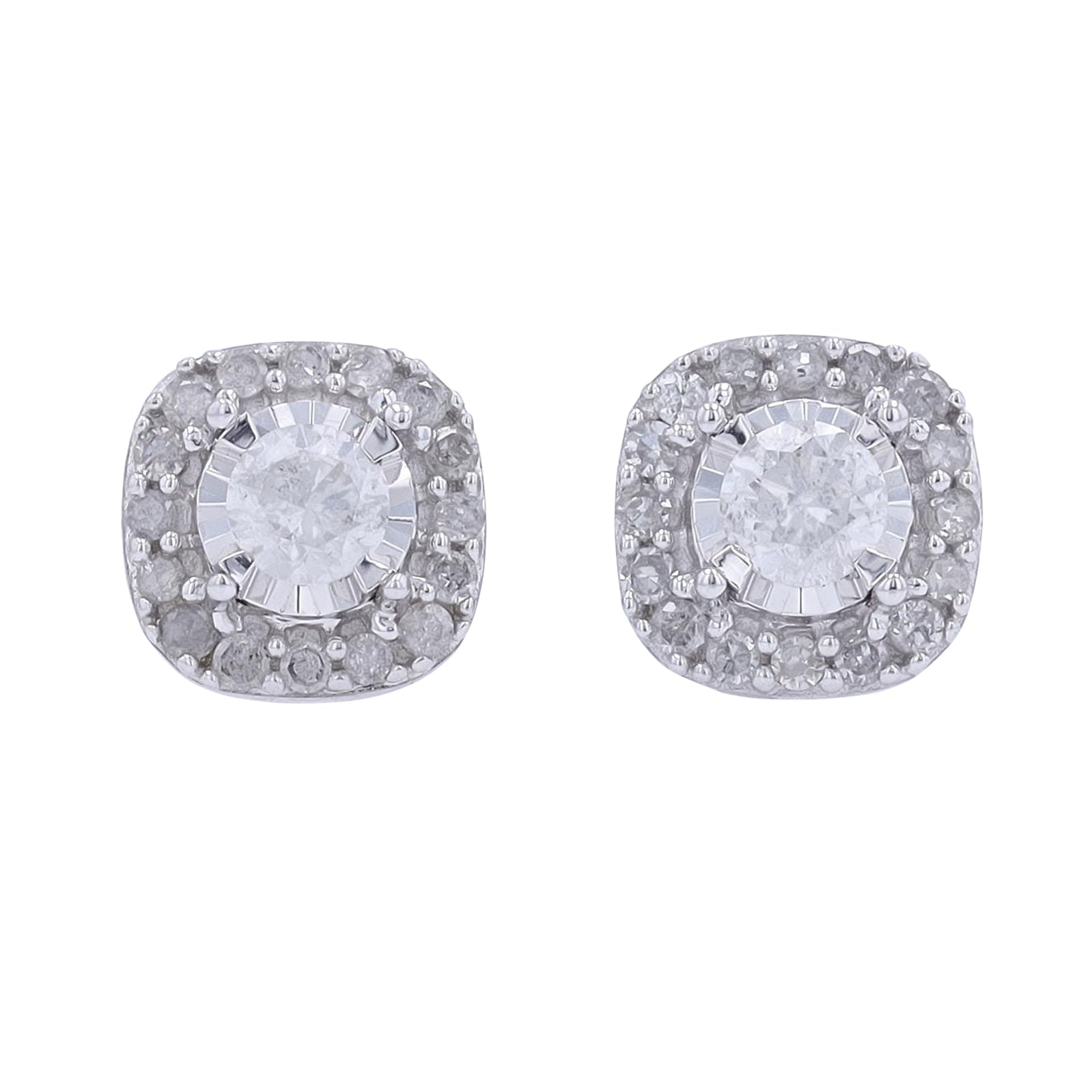 10K WG 5/8 CT Diamond Halo Studs