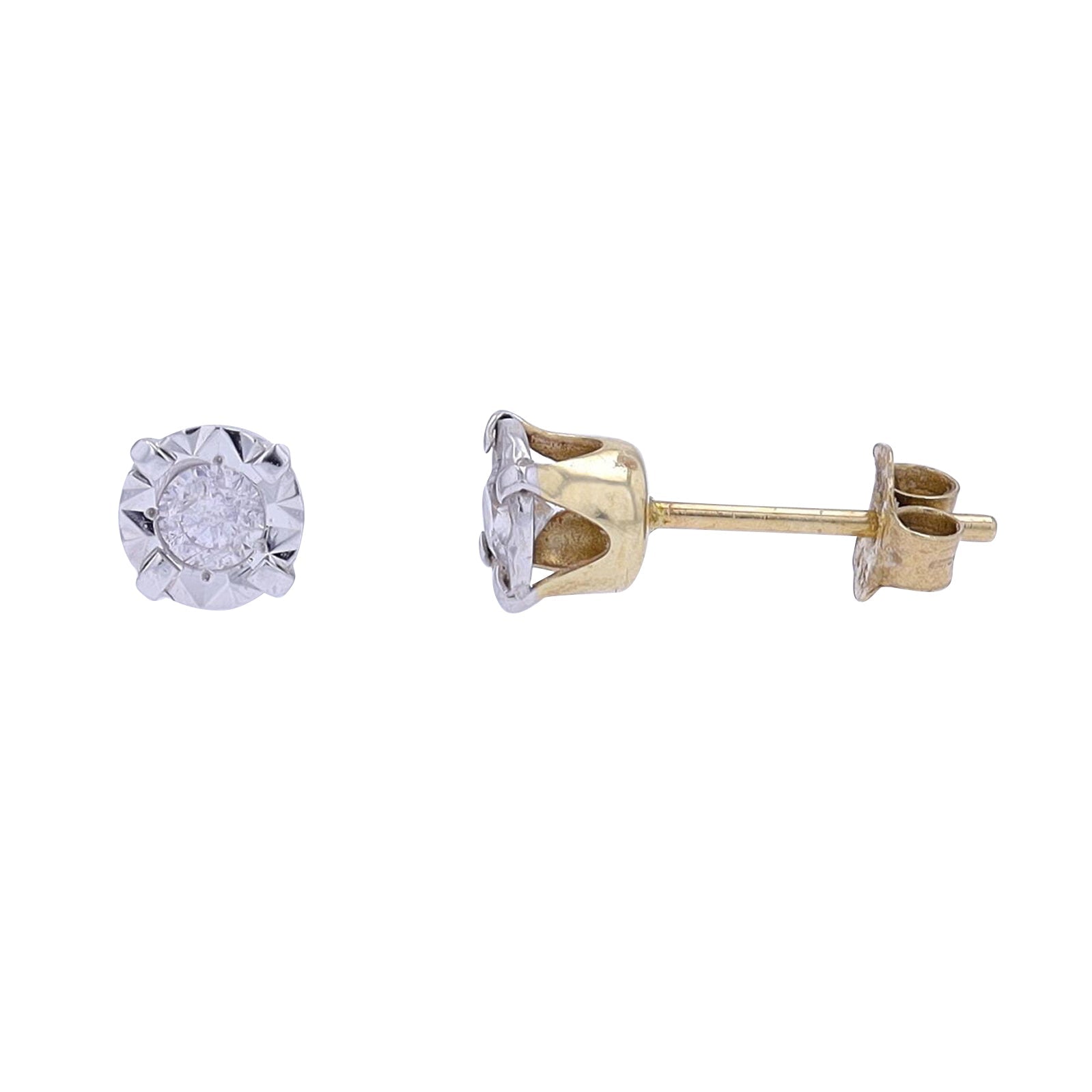10K YG 1/5 CT Miracle Set Diamond Studs