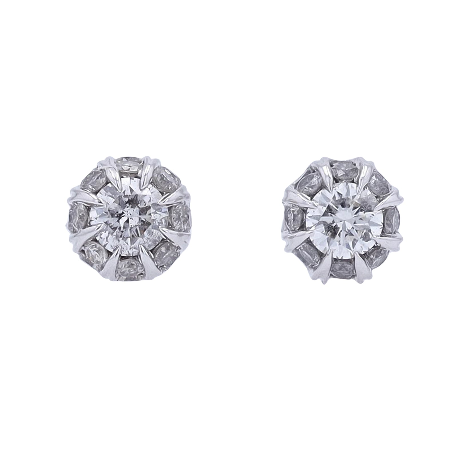 14K WG 1 CT Halo Studs
