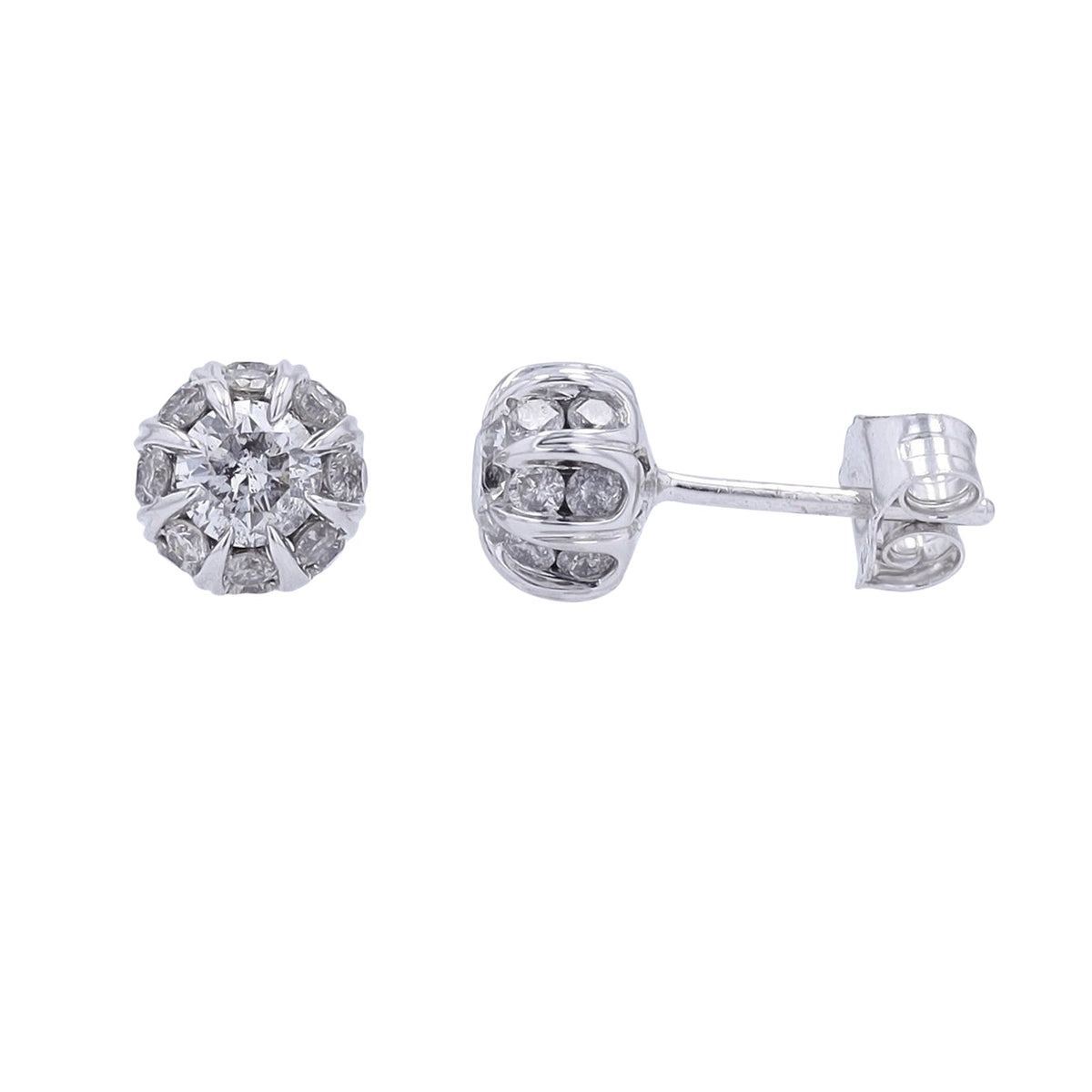 14K WG 1 CT Halo Studs