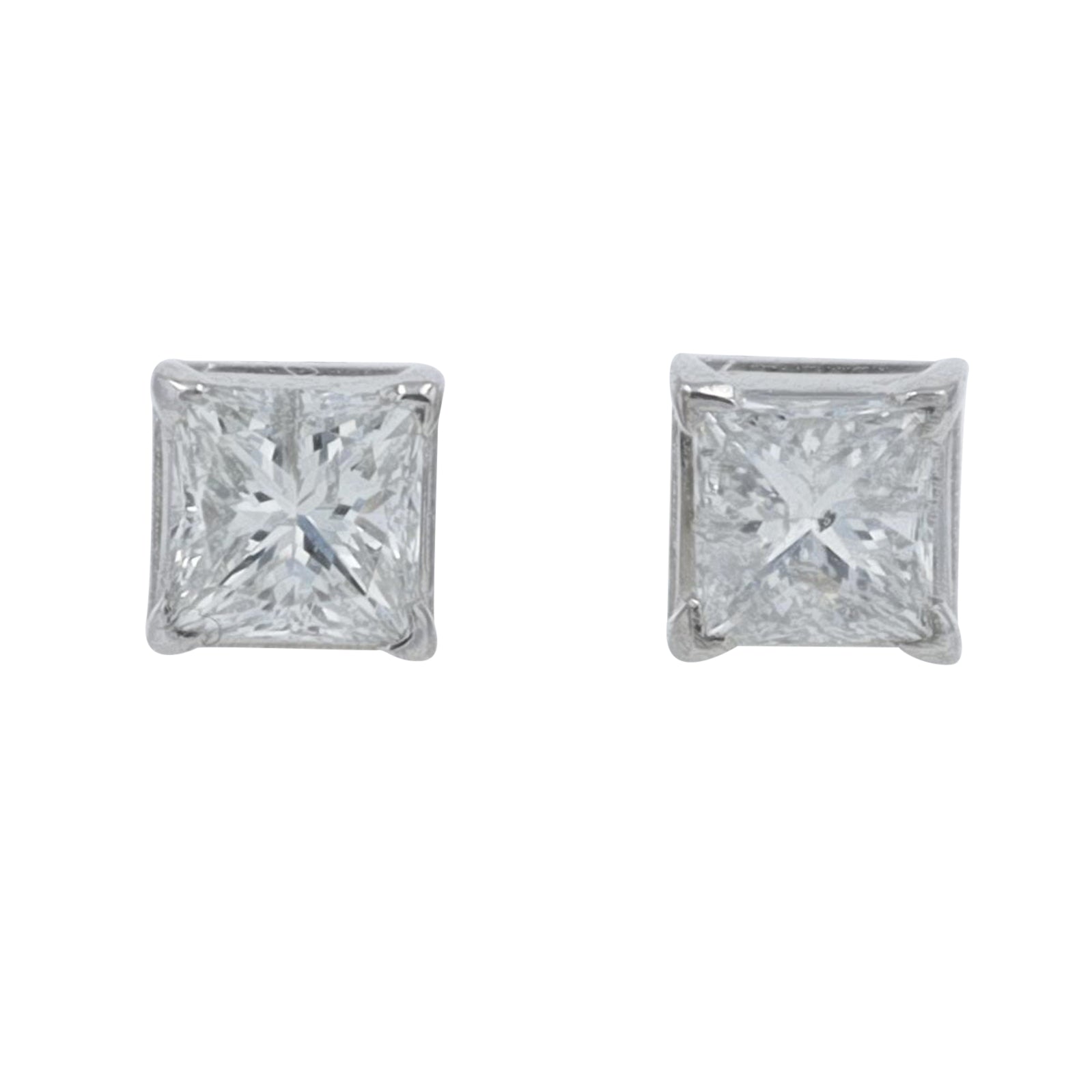 14K WG .72 CTW Princess Cut Diamond Studs
